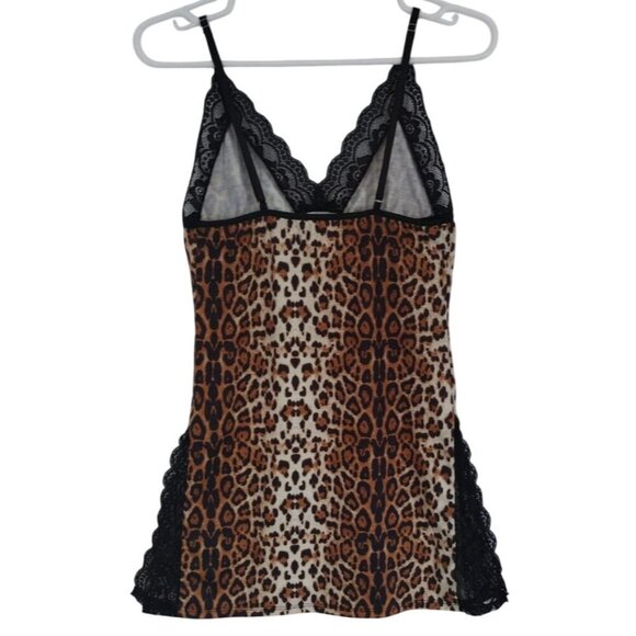 Leopard Print Lace Trim Cami Nightgown By Avidlove Size S Brown & Black. NWT - Picture 2 of 9